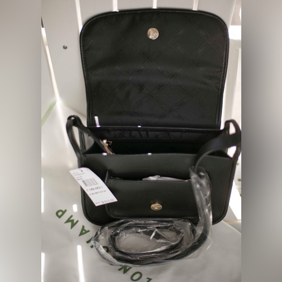 Longchamp Le Foulonné Leather Crossbody | Black/Gold - Picture 1 of 12